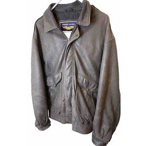 Airborne Leathers Brown  bomber jacket LT Double pockets Adjustable snap Sleeves